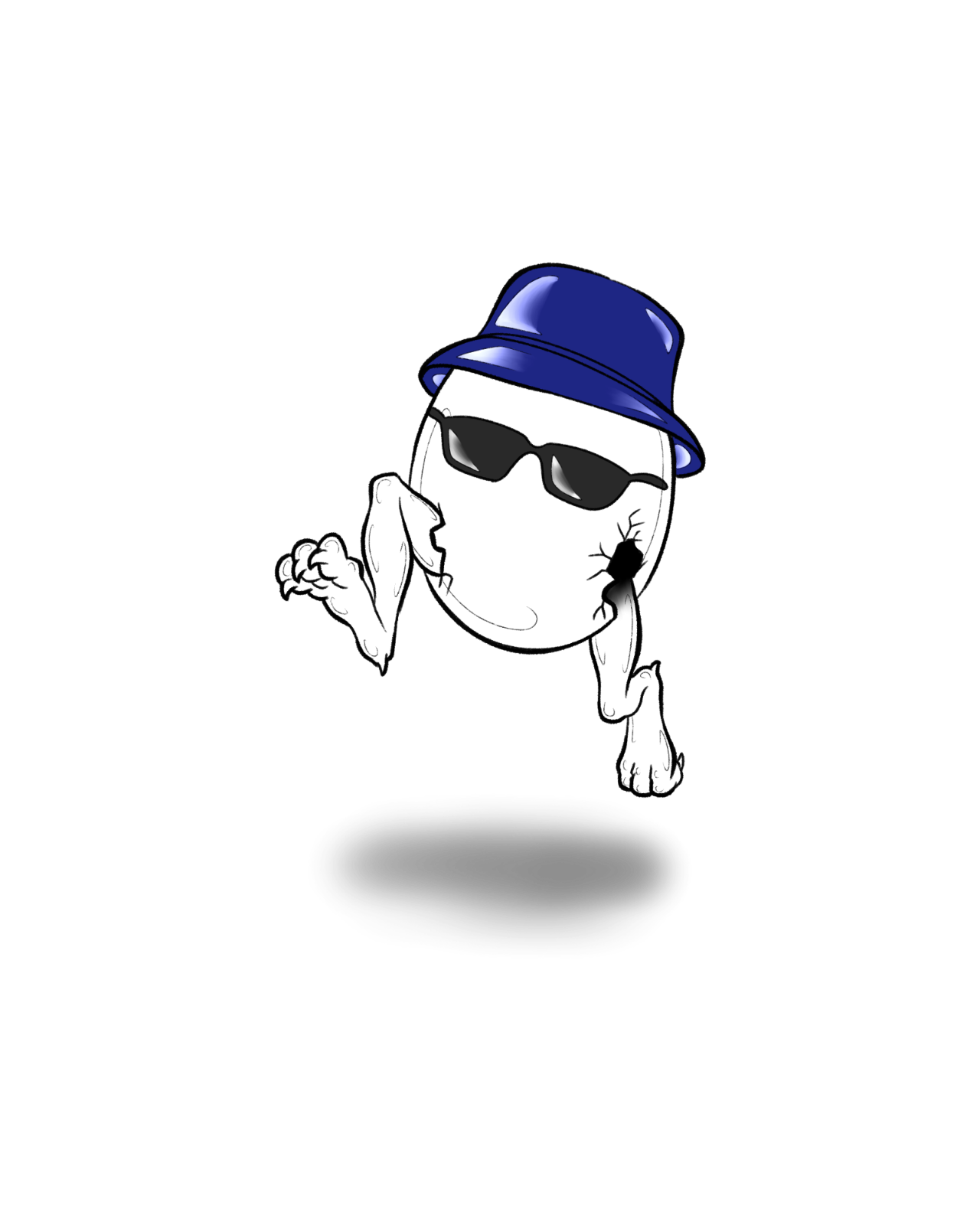 Tekk Egg Character Tekk Egg, a small egg character wearing sunglasses and a blue hat