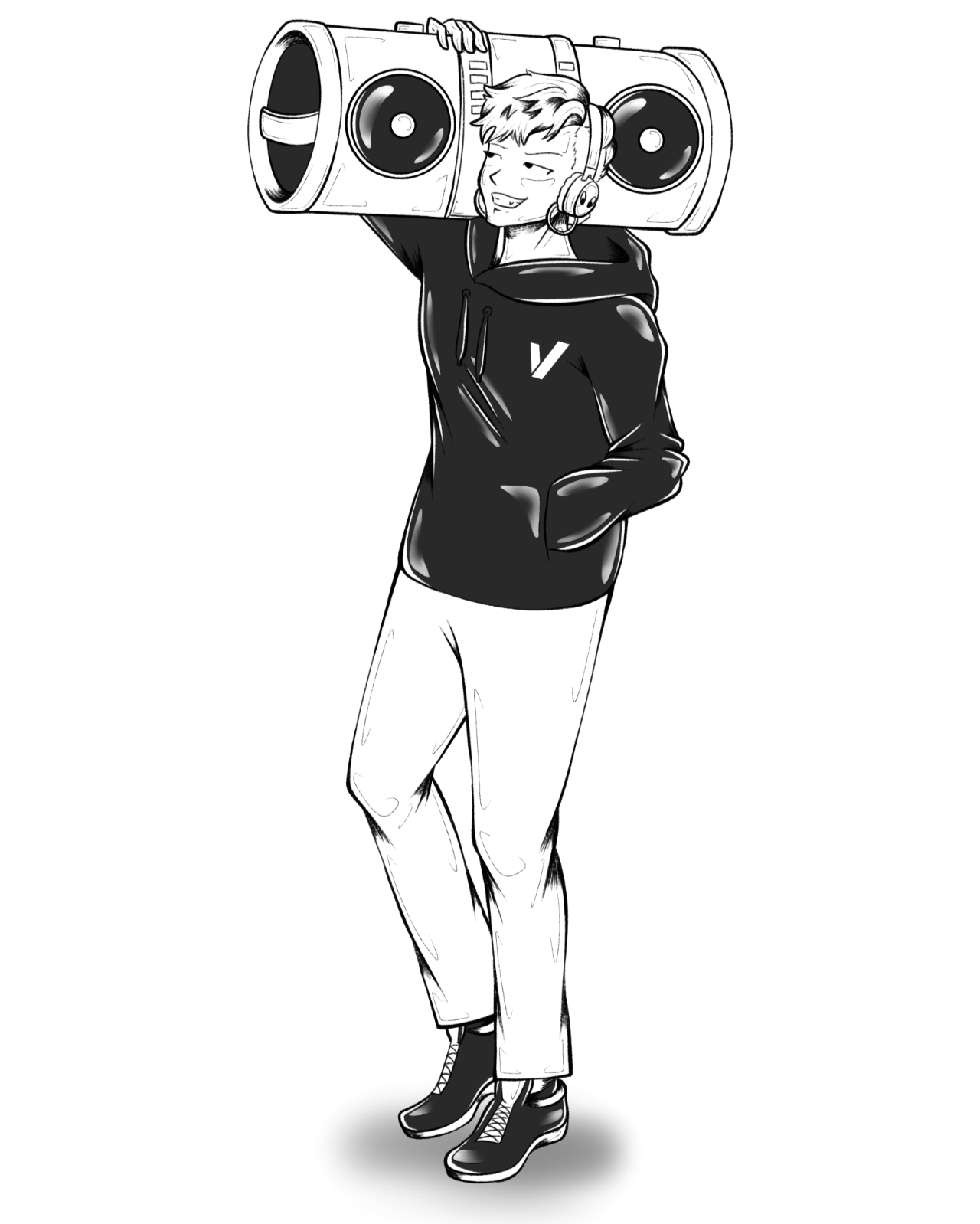 VISIV B Character VISIV B, the loud side of VISIV, carrying a boombox